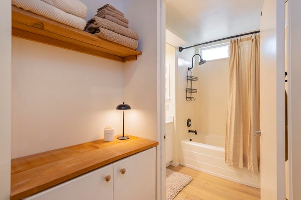 Bathroom, Interior, Wood Texture Flooring