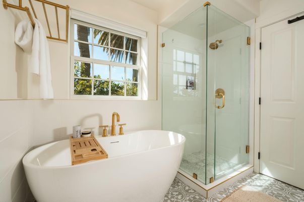 Bathroom, Free Standing Baths, Glass Shower, Interior