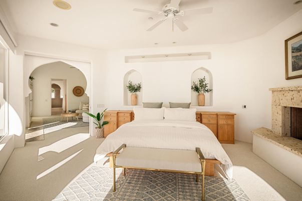 Bedroom, Fireplace, Interior, Recessed Lighting