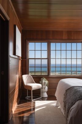 Bedroom, Interior, Water, Wooden Ceilings, Wood Texture Flooring, Wooden Walls