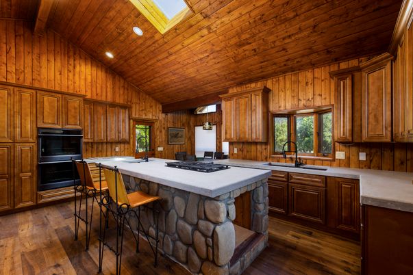 Interior, Kitchen, Recessed Lighting, Wooden Ceilings, Wood Texture Flooring, Wooden Walls