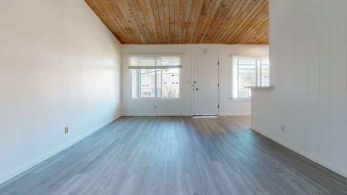 Empty room, Interior, Wooden Ceilings, Wood Texture Flooring