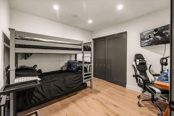 Bedroom, Home Office, Interior, Recessed Lighting, Wood Texture Flooring