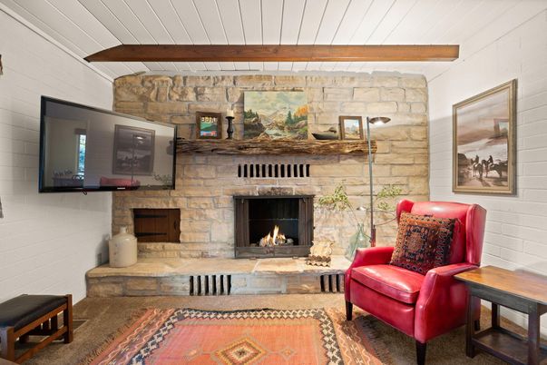 Fireplace, Interior, Stone Walls, Wooden Beams