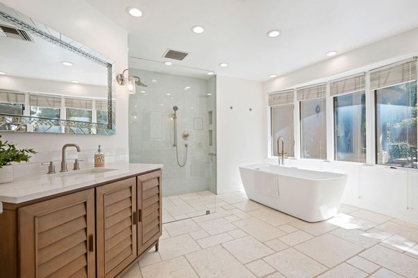 Bathroom, Dual Sink Vanities, Free Standing Baths, Glass Shower, Interior, Recessed Lighting