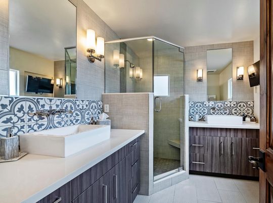 Bathroom, Dual Sink Vanities, Glass Shower, Interior