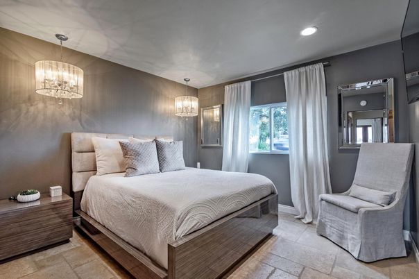 Bedroom, Interior, Pendant Lights, Recessed Lighting
