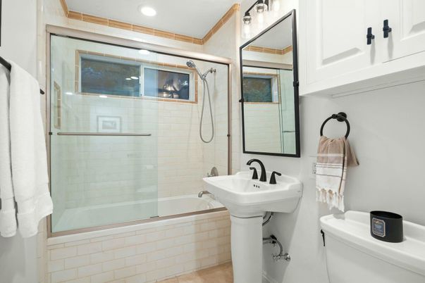 Bathroom, Glass Shower, Interior, Recessed Lighting