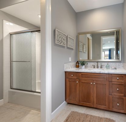 Bathroom, Dual Sink Vanities, Glass Shower, Interior, Recessed Lighting