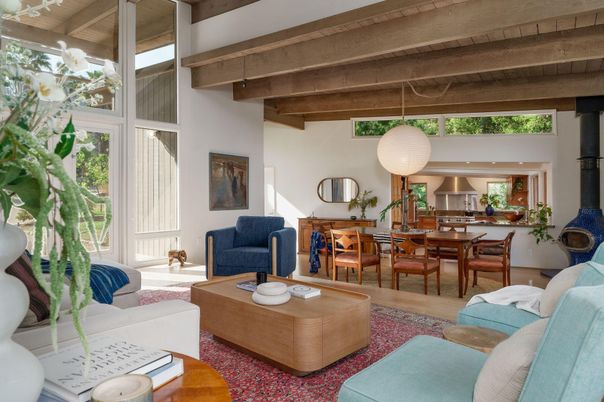 Dining room, Interior, Kitchen, Living room, Pendant Lights, Wooden Beams, Wooden Ceilings