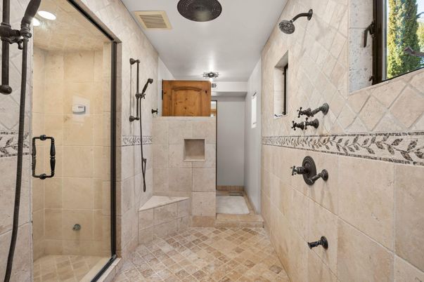 Bathroom, Glass Shower, Interior, Stone Walls
