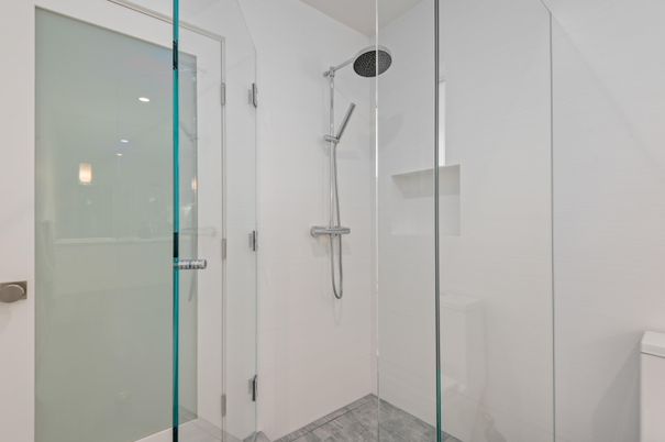 Bathroom, Glass Shower, Interior, Recessed Lighting