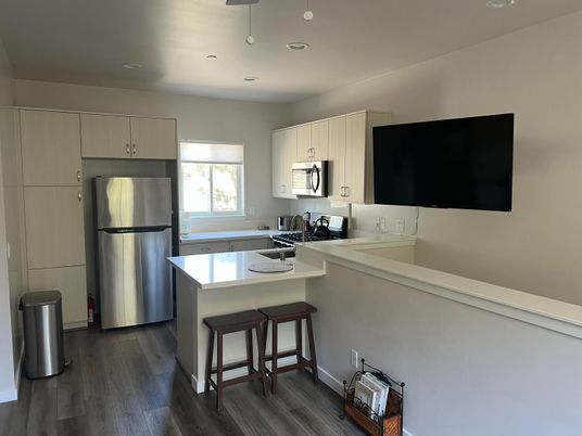 Interior, Kitchen, Recessed Lighting, Wood Texture Flooring