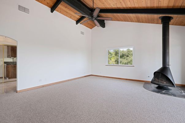 Empty room, Fireplace, Interior, Wooden Beams, Wooden Ceilings
