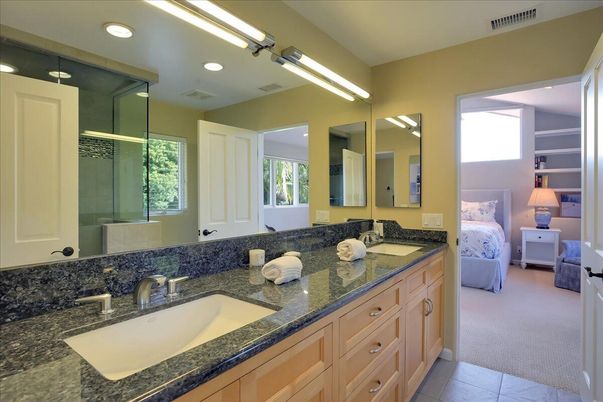 Bathroom, Bedroom, Dual Sink Vanities, Glass Shower, Interior, Recessed Lighting