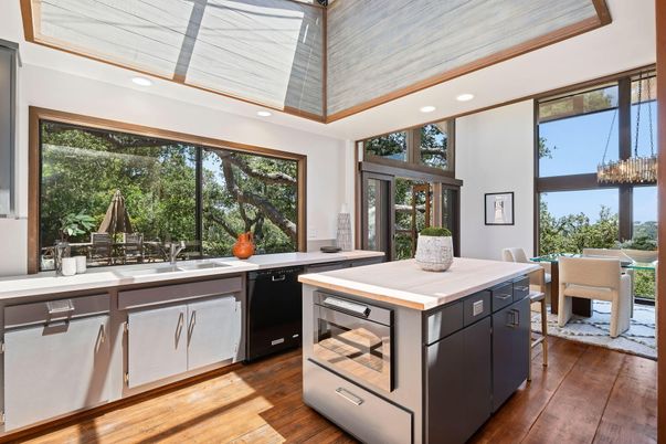 Dining room, Interior, Kitchen, Recessed Lighting, Wood Texture Flooring