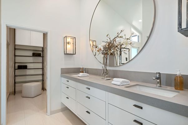 Bathroom, Dual Sink Vanities, Interior, Recessed Lighting, Walk-in Closets