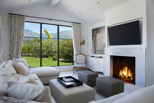 Fireplace, Interior, Living room, Recessed Lighting
