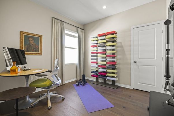 Home Office, Interior, Recessed Lighting, Wood Texture Flooring
