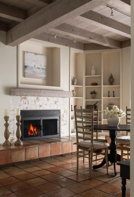 Dining room, Fireplace, Interior, Wooden Beams, Wooden Ceilings