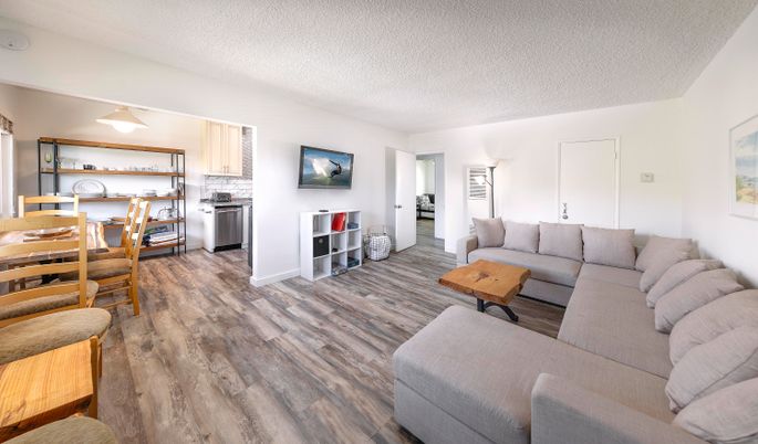 Dining room, Interior, Kitchen, Living room, Wood Texture Flooring