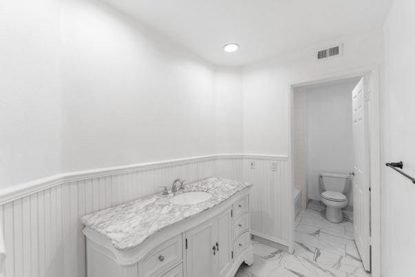 Bathroom, Interior, Marble, Recessed Lighting