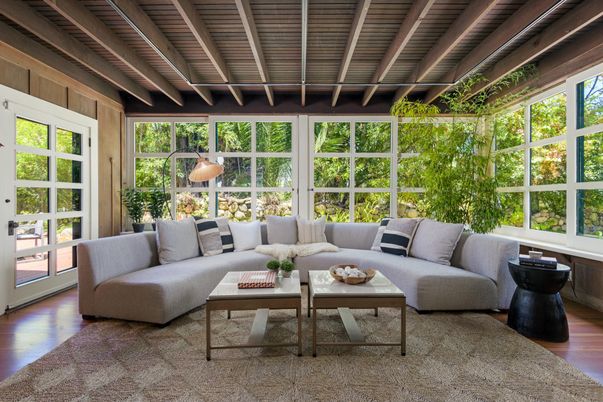 Interior, Living room, Sun Room, Wooden Beams, Wooden Ceilings, Wood Texture Flooring
