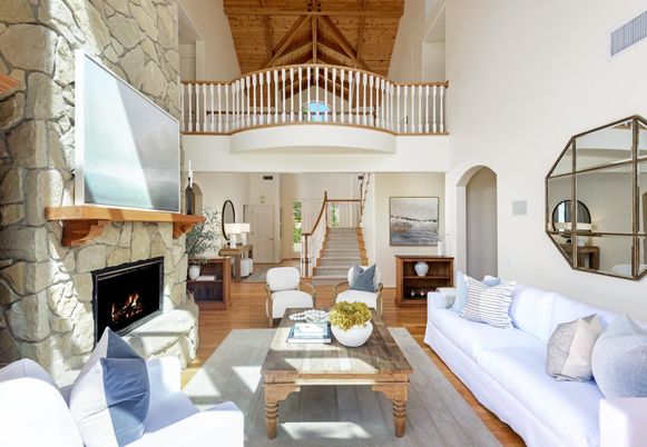 Fireplace, Interior, Living room, Stone Walls, Wood Texture Flooring