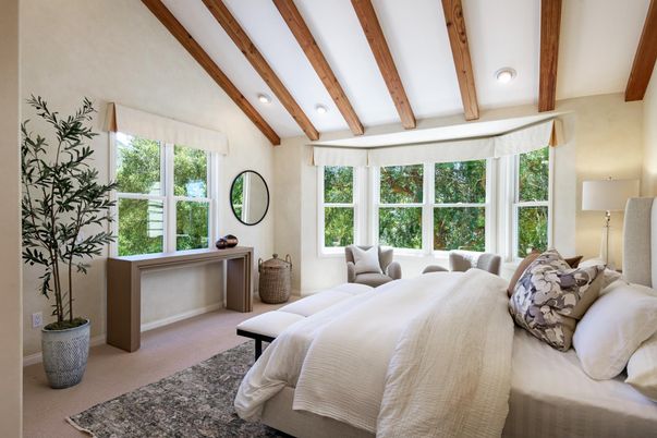 Bedroom, Interior, Recessed Lighting, Wooden Beams