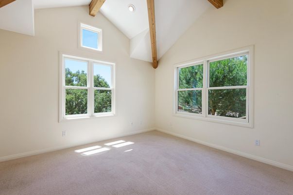 Empty room, Interior, Recessed Lighting, Wooden Beams