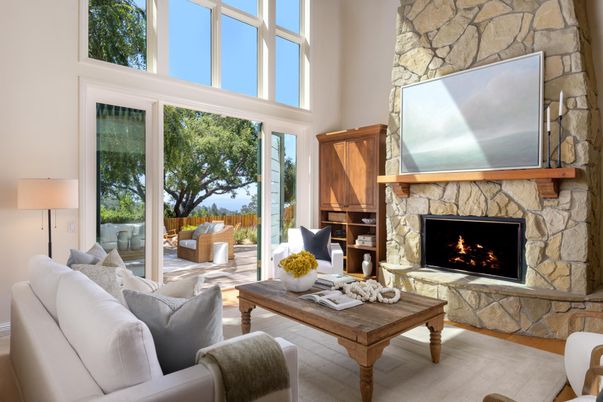 Fireplace, Interior, Living room, Stone Walls