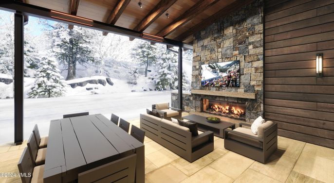 Fireplace, Interior, Living room, Stone Walls
