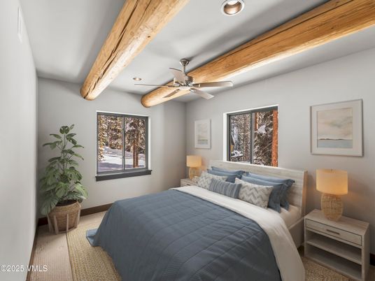 Bedroom, Interior, Recessed Lighting, Wooden Beams