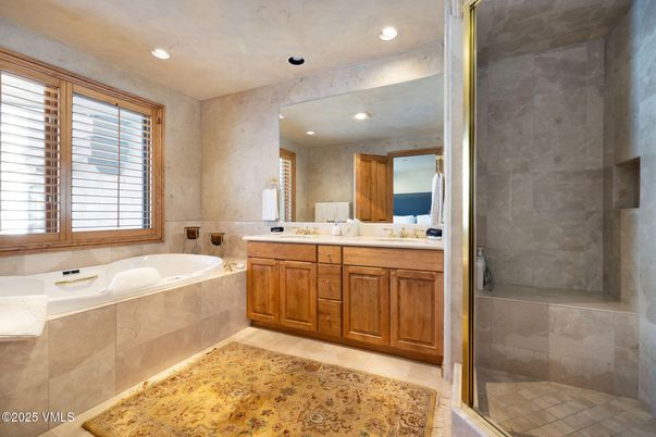 Bathroom, Dual Sink Vanities, Glass Shower, Interior, Recessed Lighting