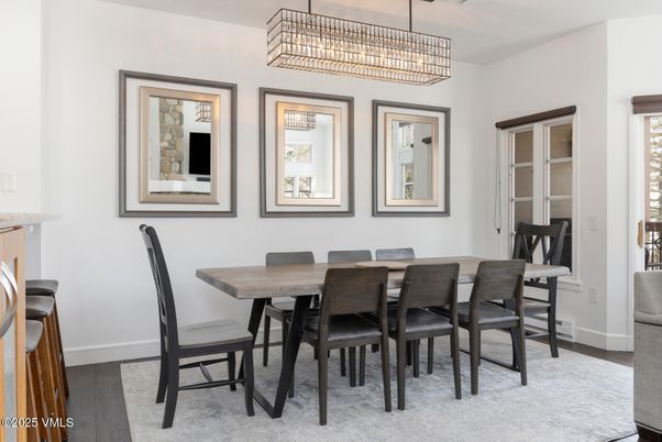 Chandelier, Dining room, Interior, Wood Texture Flooring