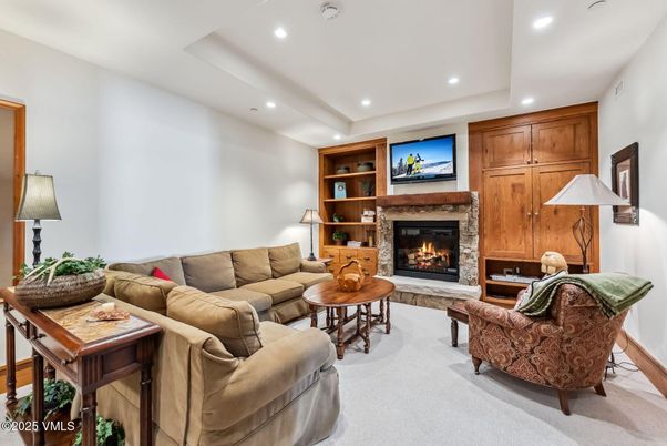 Fireplace, Interior, Living room, Recessed Lighting, Wooden Walls