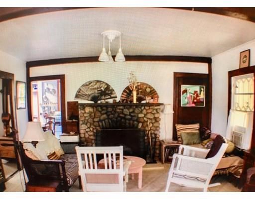 Interior, Wood Texture Flooring, Fireplace, Wooden Beams, Stone Walls, Pendant Lights