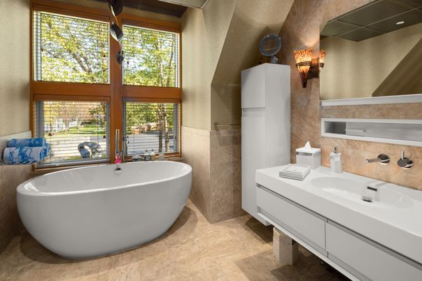Bathroom, Dual Sink Vanities, Free Standing Baths, Interior