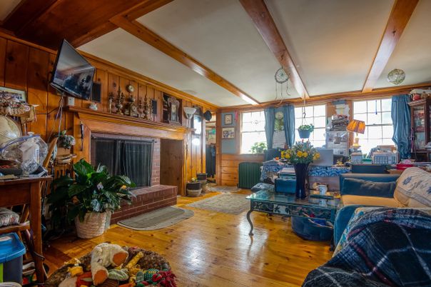 Fireplace, Interior, Living room, Wooden Beams, Wood Texture Flooring