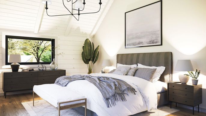 Bedroom, Interior, Wood Texture Flooring