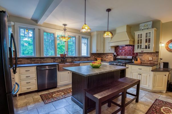 Interior, Kitchen, Pendant Lights, Stainless Steel Appliances