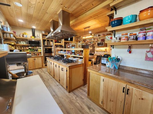Dining room, Interior, Kitchen, Recessed Lighting, Wooden Ceilings, Wood Texture Flooring