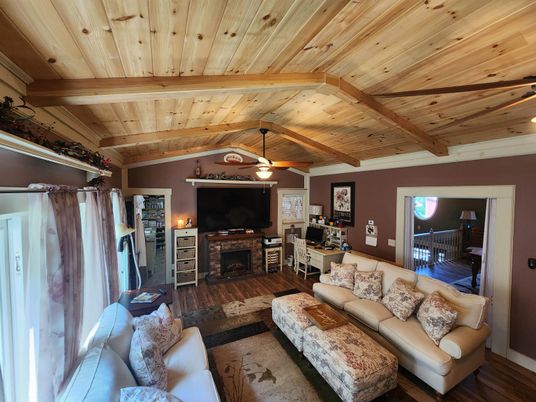 Fireplace, Interior, Living room, Wooden Beams, Wooden Ceilings, Wood Texture Flooring