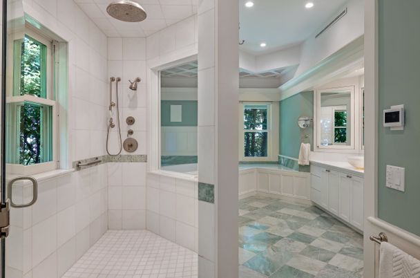Bathroom, Glass Shower, Interior, Recessed Lighting
