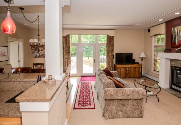 Chandelier, Dining room, Fireplace, Interior, Living room, Pendant Lights, Recessed Lighting