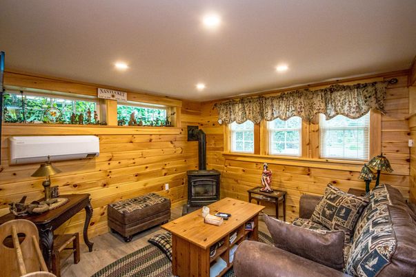 Interior, Living room, Recessed Lighting, Wooden Walls