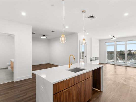 Interior, Kitchen, Pendant Lights, Recessed Lighting, Wood Texture Flooring