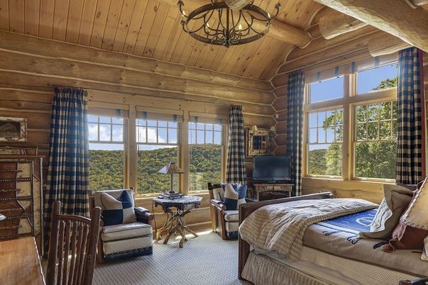Bedroom, Chandelier, Interior, Wooden Beams, Wooden Ceilings, Wooden Walls