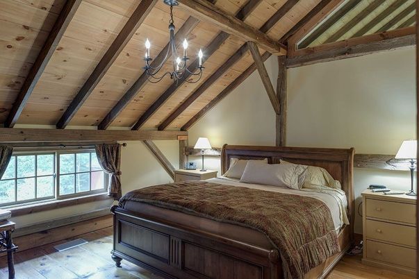 Bedroom, Chandelier, Interior, Wooden Beams, Wooden Ceilings, Wood Texture Flooring