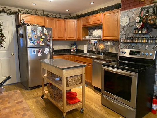 Interior, Kitchen, Recessed Lighting, Wood Texture Flooring